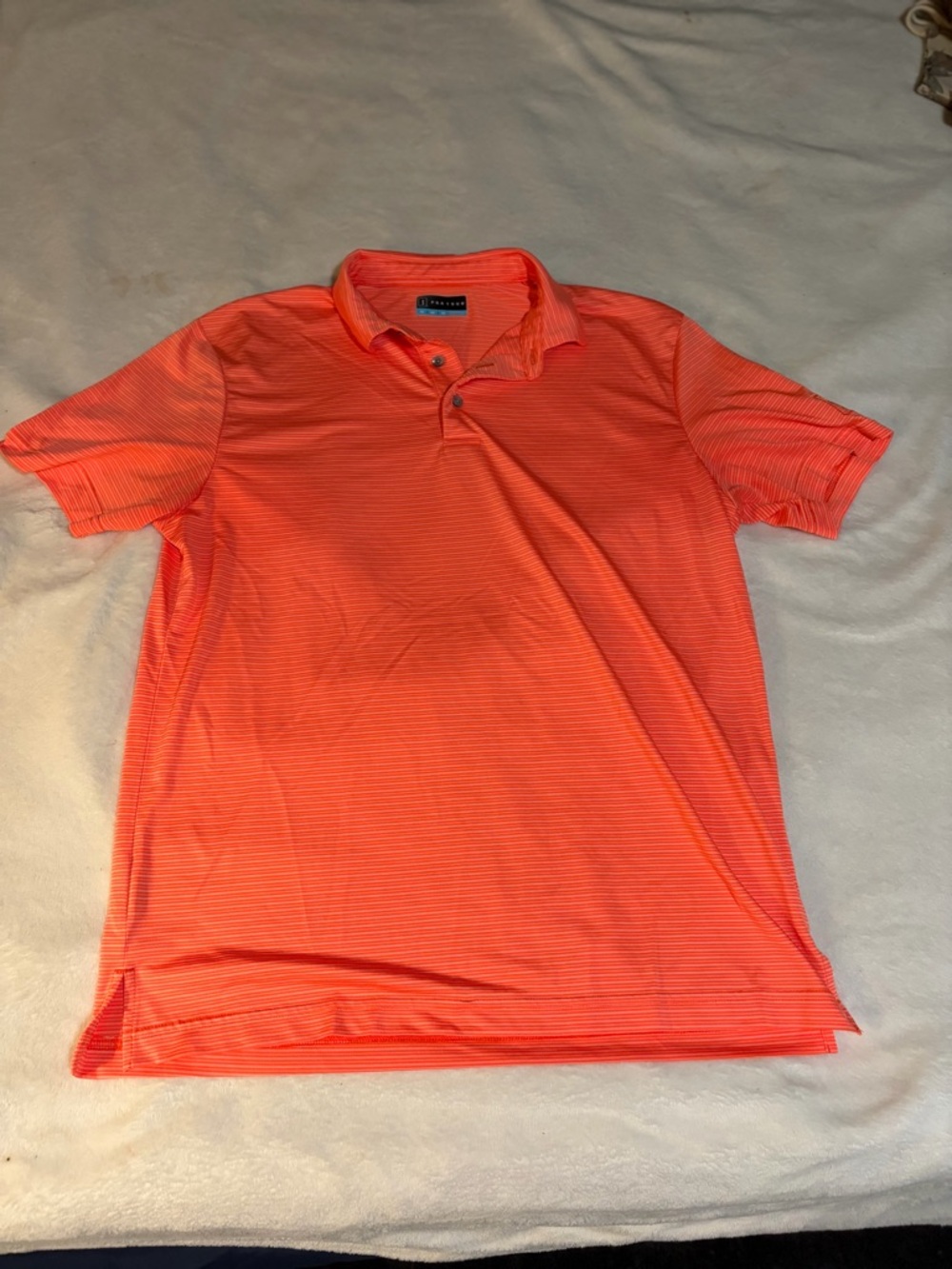 PGA Tour Neon Orange Striped Golf Polo